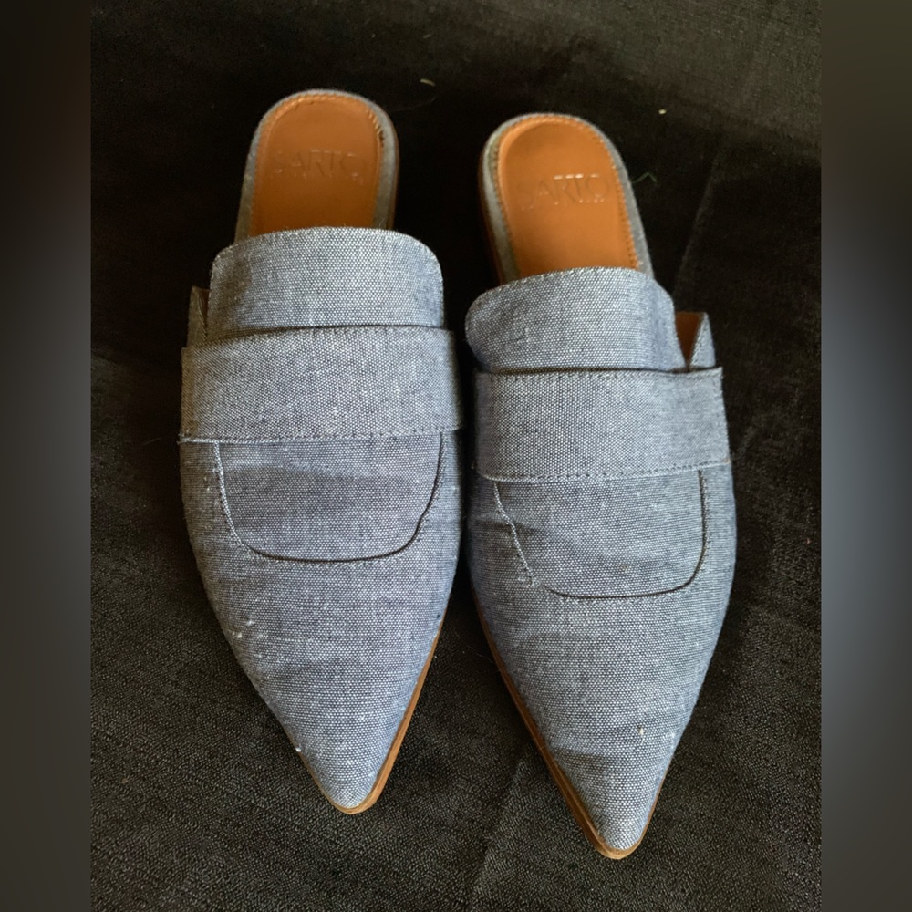 Franco Sarto Pointed Slip-On Mules in Chambray Blue